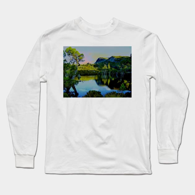 Sunset at Cradle Mountain Long Sleeve T-Shirt by stevepaint